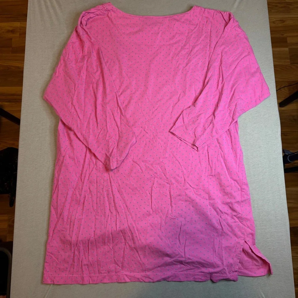 Vintage‎ Victorias Secret Gold Label Pink Polka Dot Cotton Nightshirt ML Pink